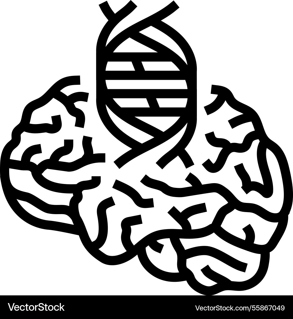 Brain icon with genetic marker line Vector Image