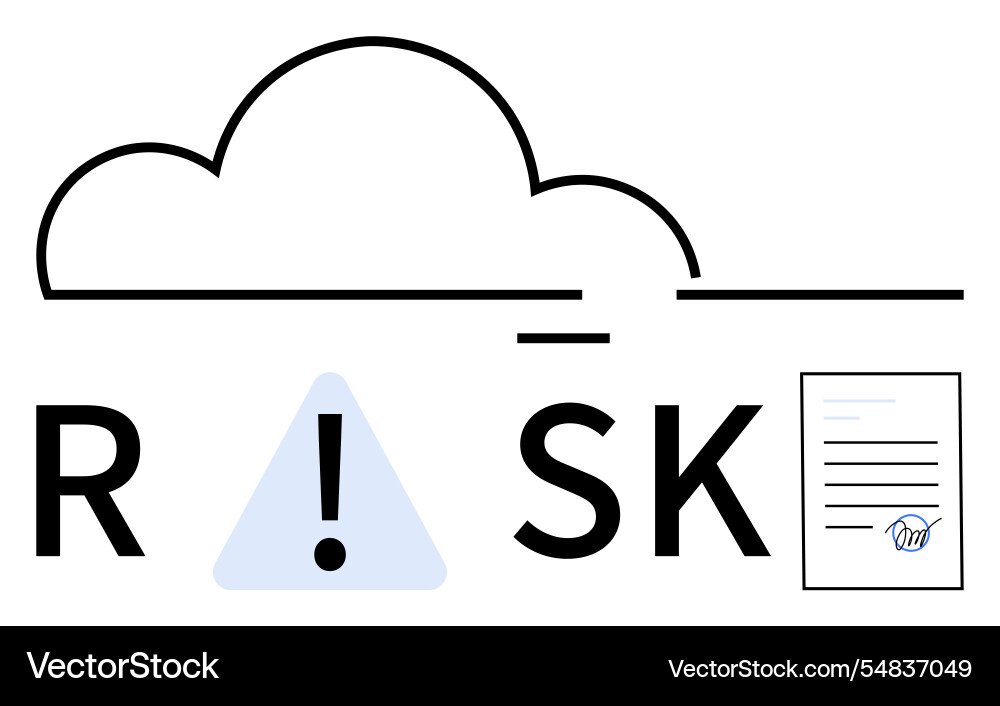 Cloud computing risk management with warning sign Cloud computing risk management with warning sign vector image
