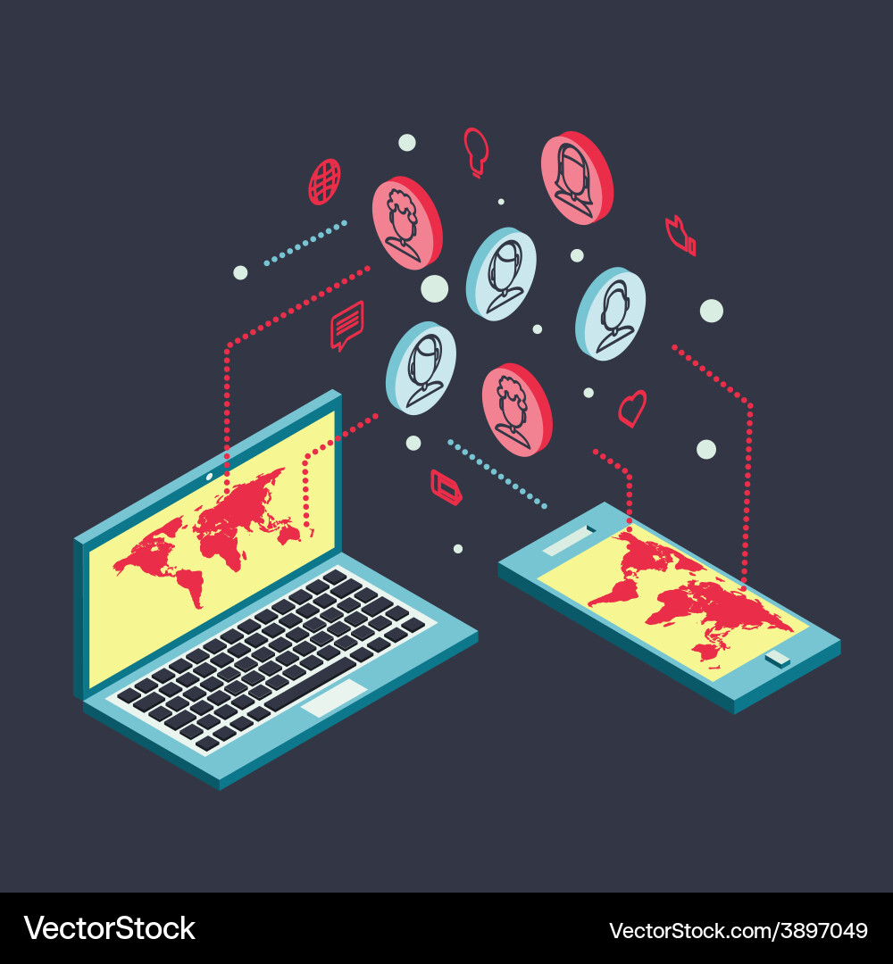 Conceptual image with social networks flat vector image