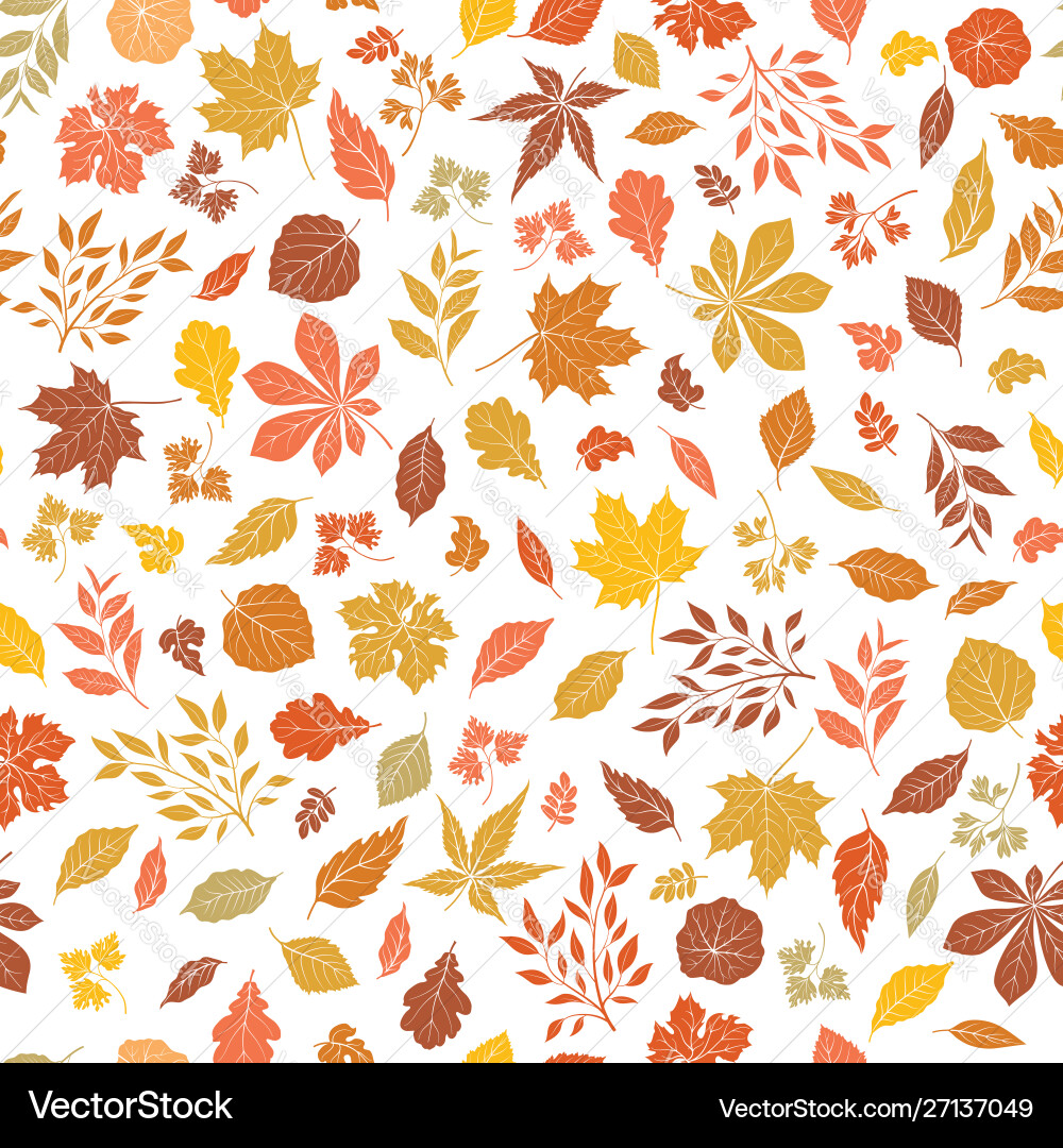 Floral autumnal leaf seamless pattern fall leaves Floral autumnal leaf seamless pattern fall leaves vector image