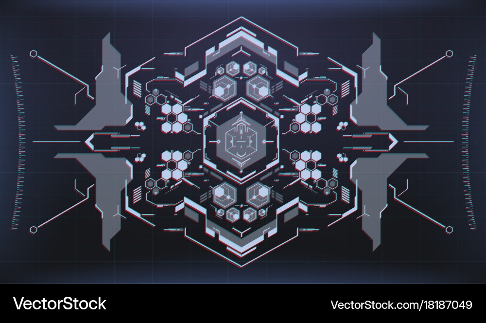 Hud ui and infographic elements radar interface vector image