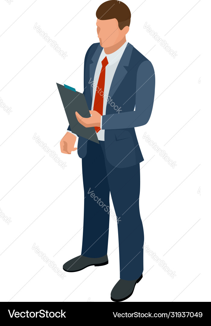 Isometric businessman isolated on write creating Isometric businessman isolated on write creating vector image