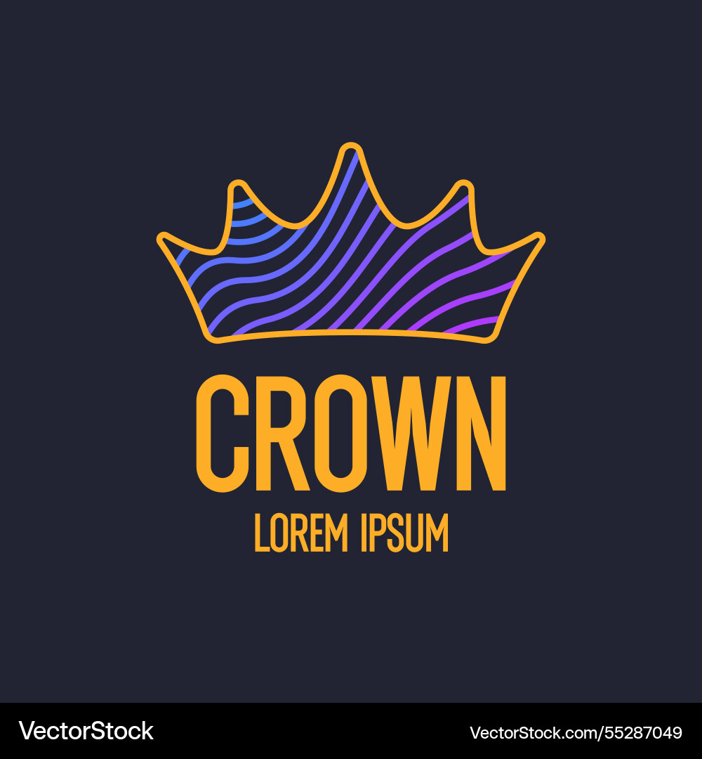 Linear image of the crown isolated emblem Vector Image