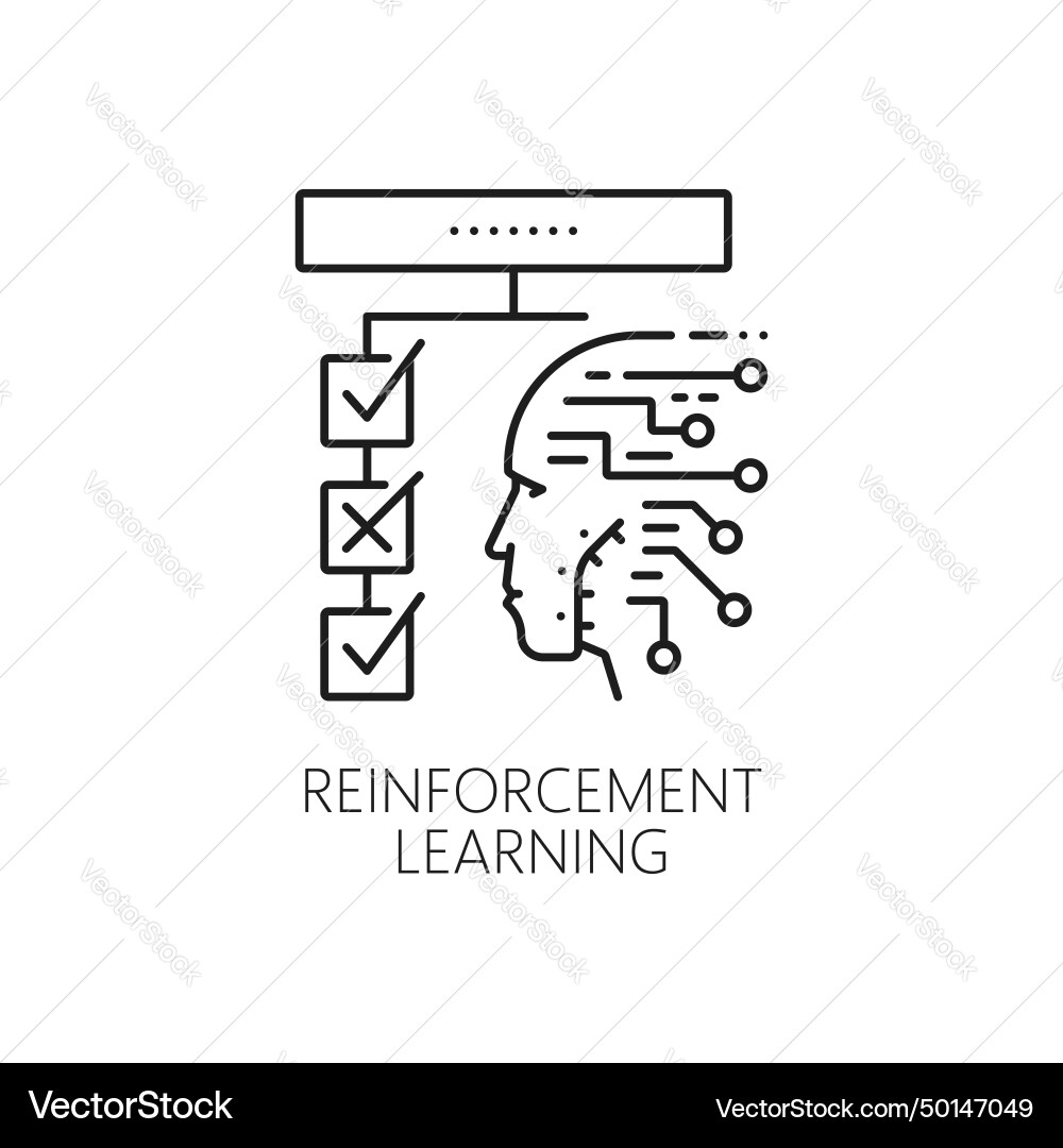 Machine reinforcement learning ai algorithm icon Machine reinforcement learning ai algorithm icon vector image