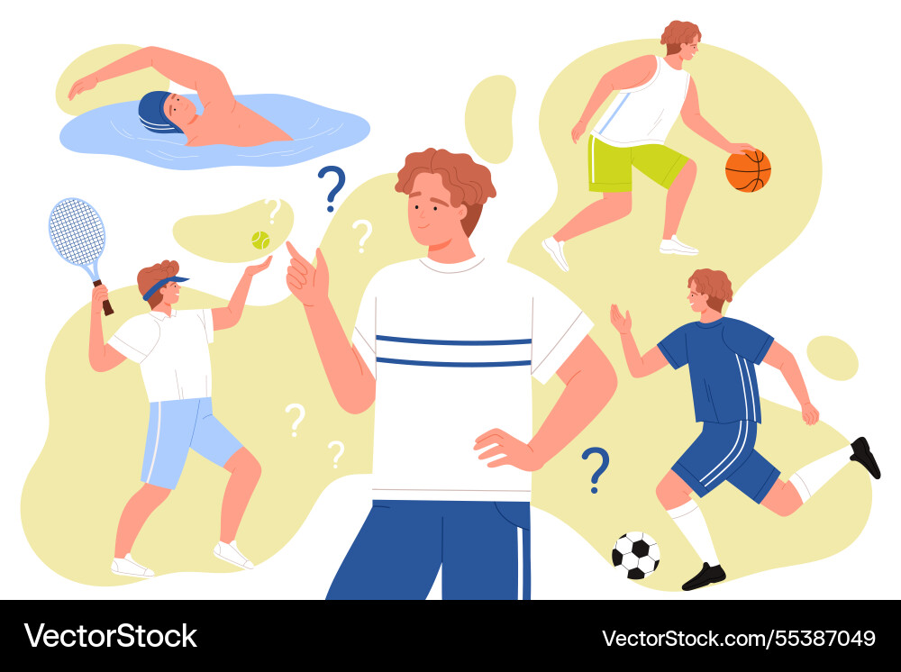 Man with question mark thinking about choice Vector Image