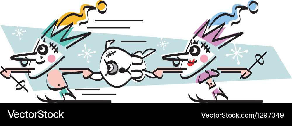 Merry Jesters Skiing Vector Image