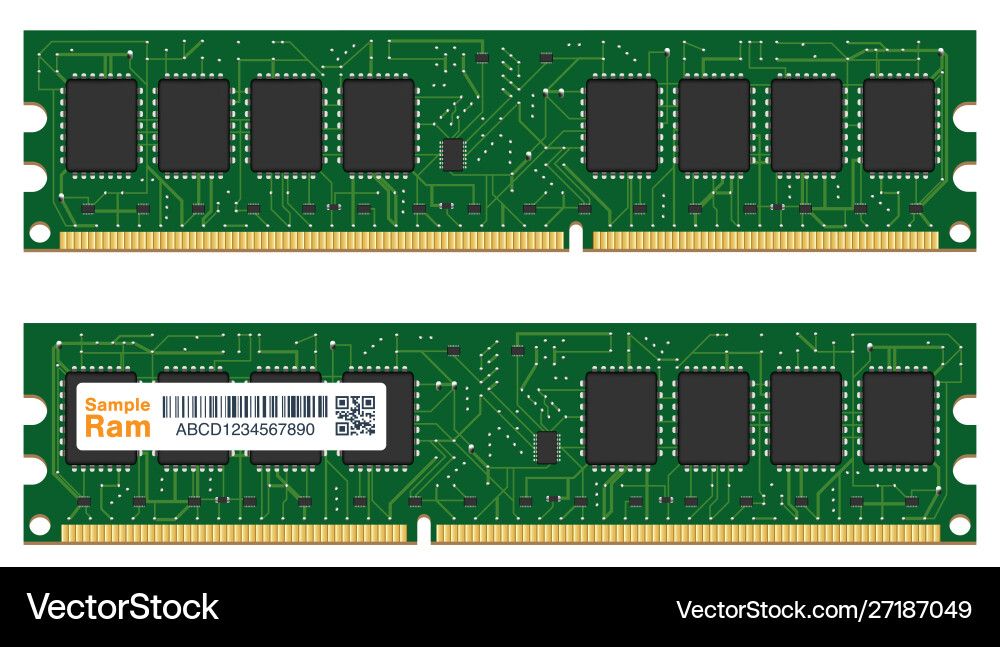 Random Access Memory (RAM) Chip Close-up vector image