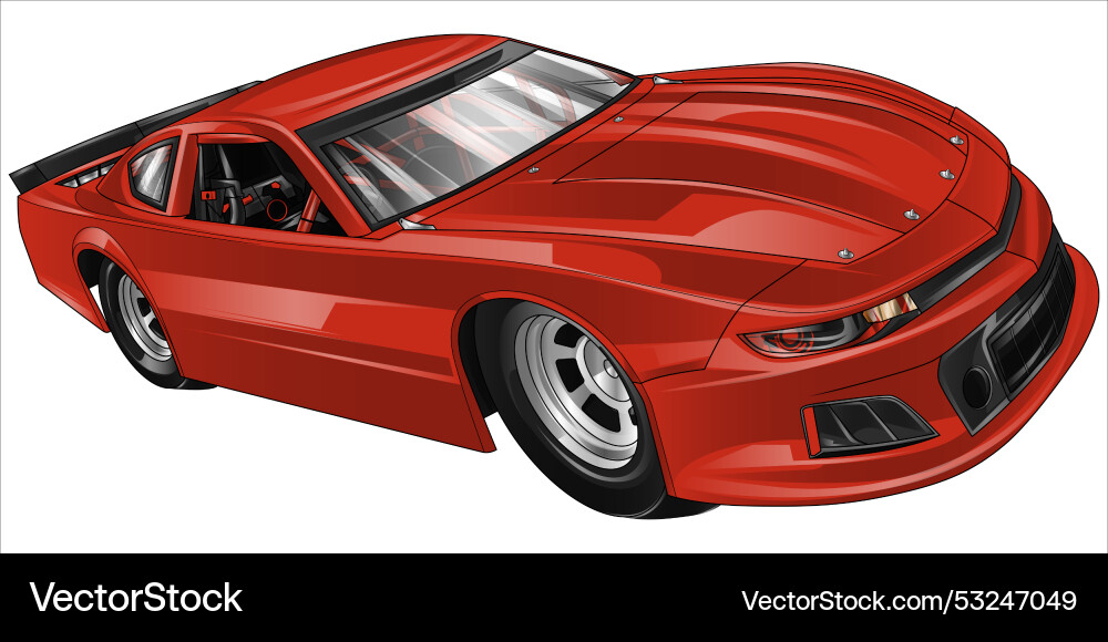 Red drag racing car with black strip – Royalty-Free Vector | VectorStock