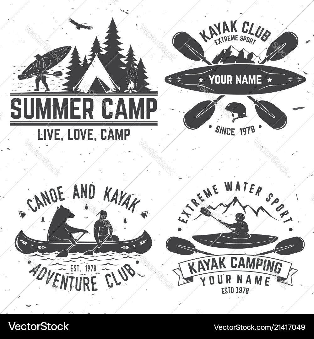 Set of kayak club badges Set of kayak club badges vector image