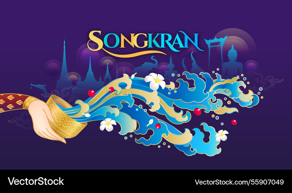 Thailand Wasserspritzer Festival Banner Tourismus Thailand Wasserspritzer Festival Banner Tourismus vektorbild
