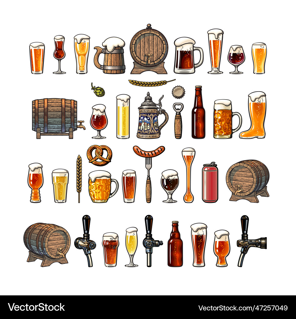 Vintage Beer Objects Collection vector image