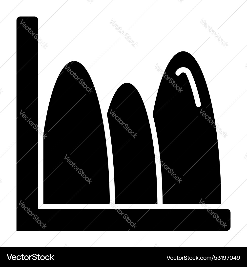 Wave chart icon continuous data Vector Image