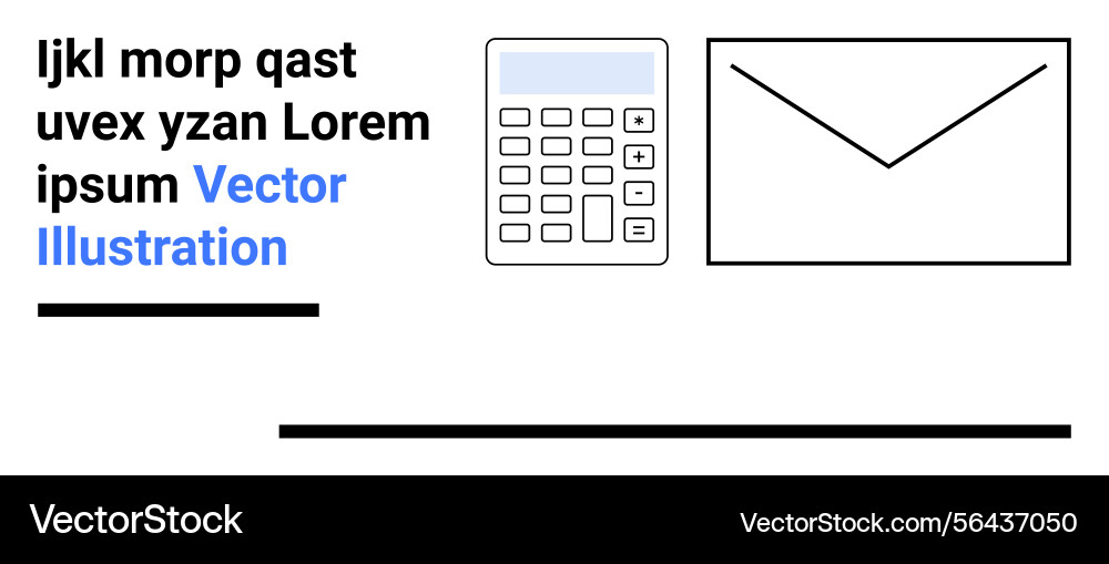 Calculator and envelope with text Calculator and envelope with text vector image