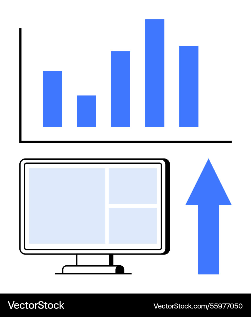 Growth and success with digital data analysis via vector image
