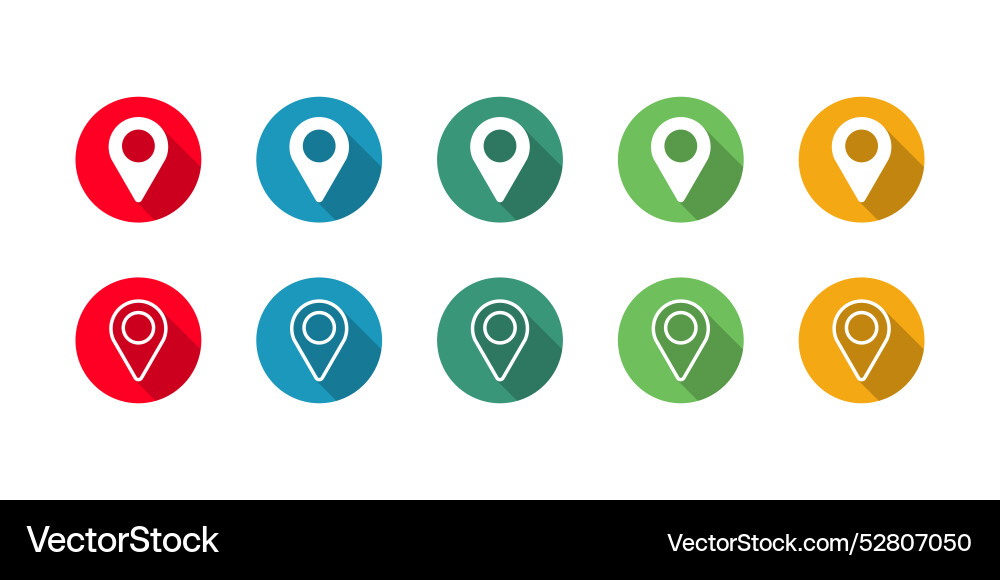 Location or pointer icon with long shadow Vector Image