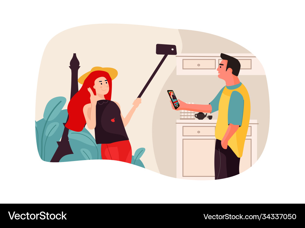 Man and woman talking on phone couple speaking Man and woman talking on phone couple speaking vector image