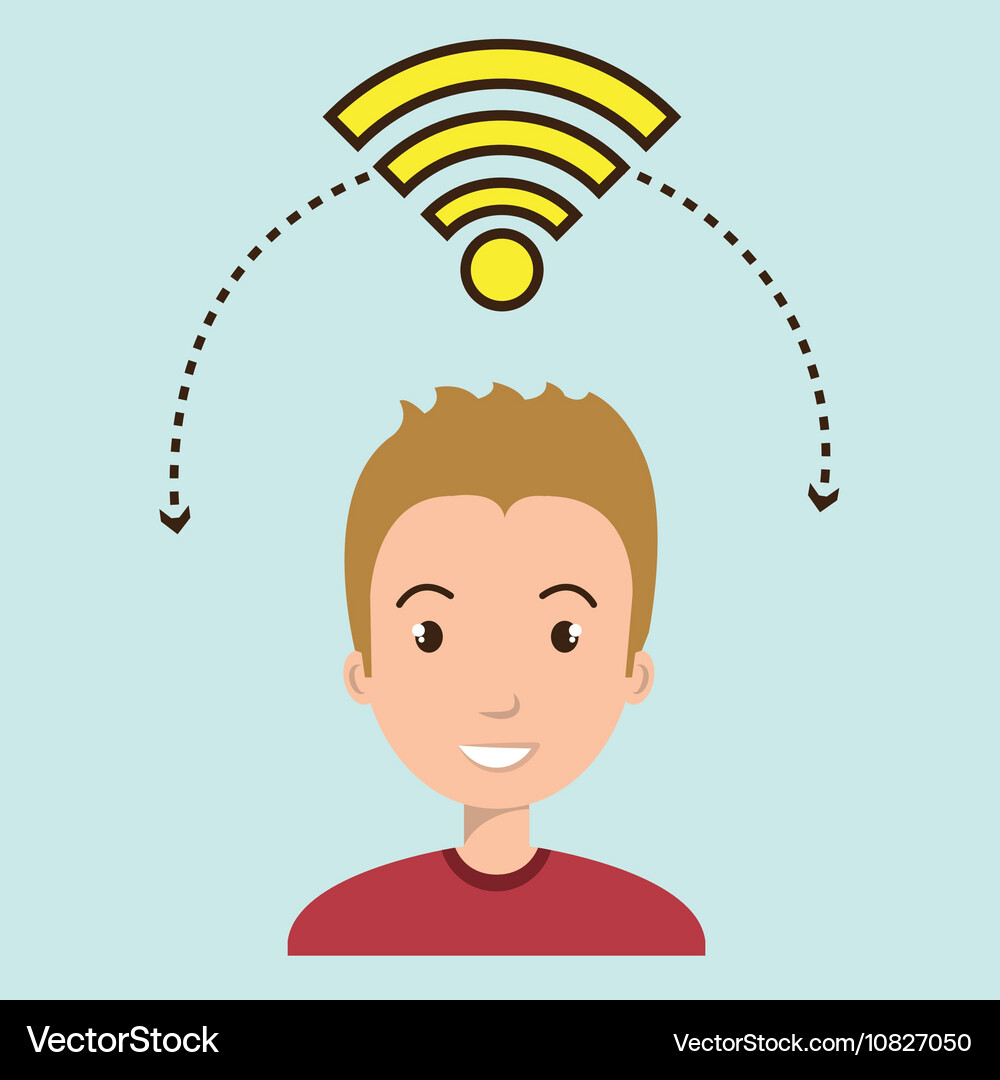 Man wifi web internet connected Vector Image