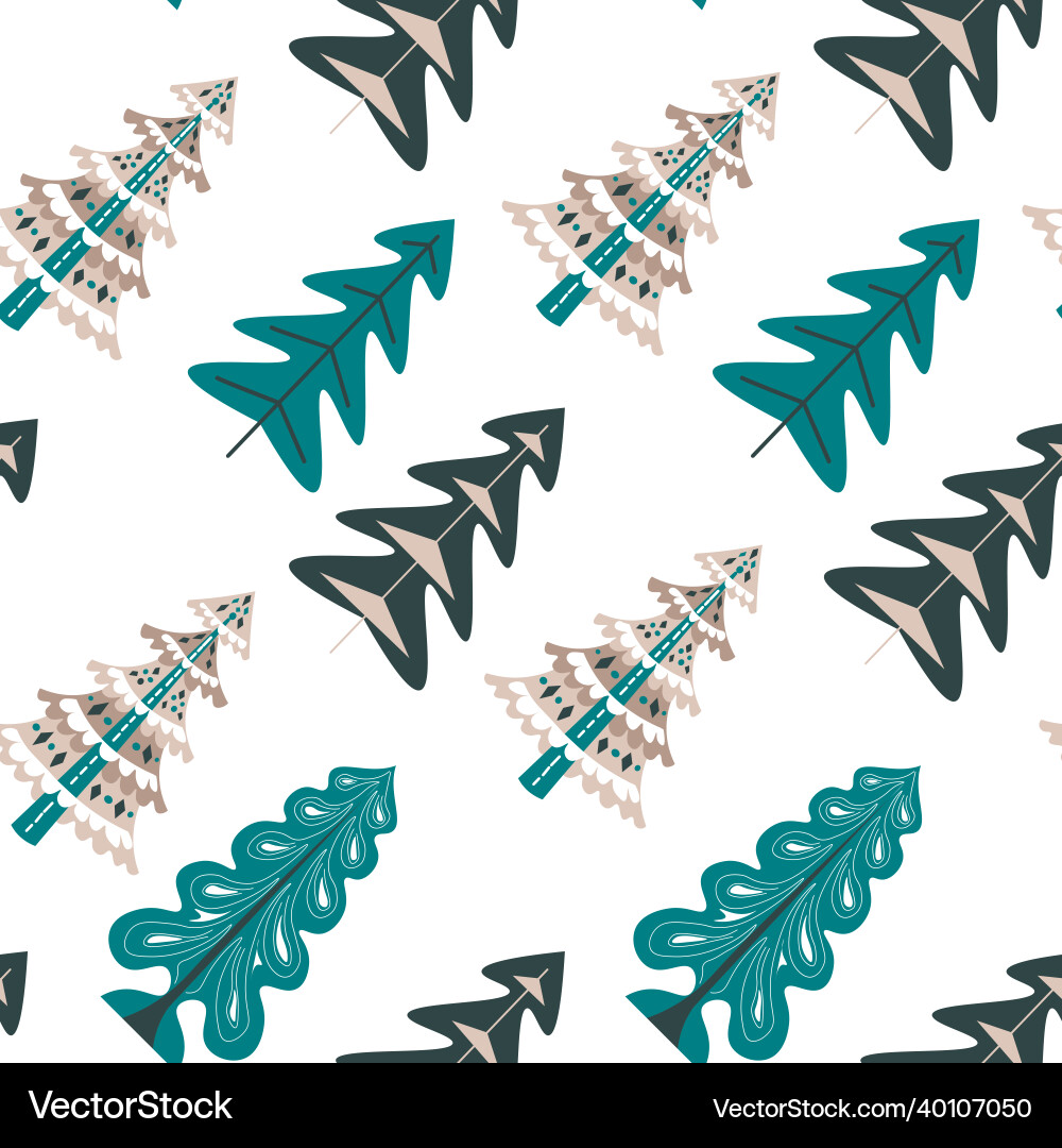 Pine trees papercuts or toys seamless pattern vector image