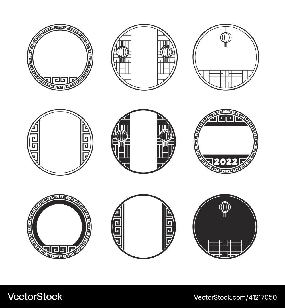 Retro-style circle chinese pattern frame vector image