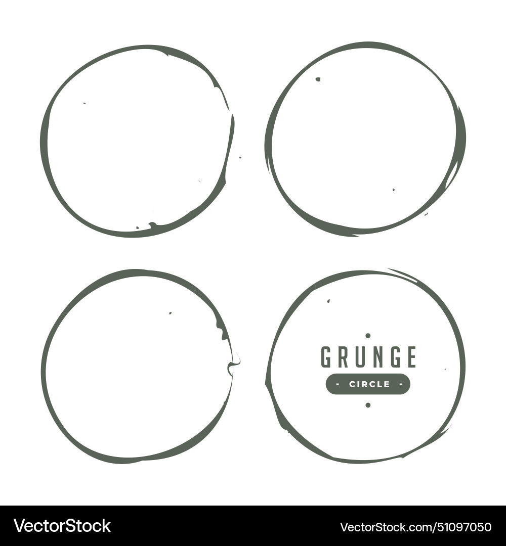 Set of empty enso round frame in grungy style Vector Image