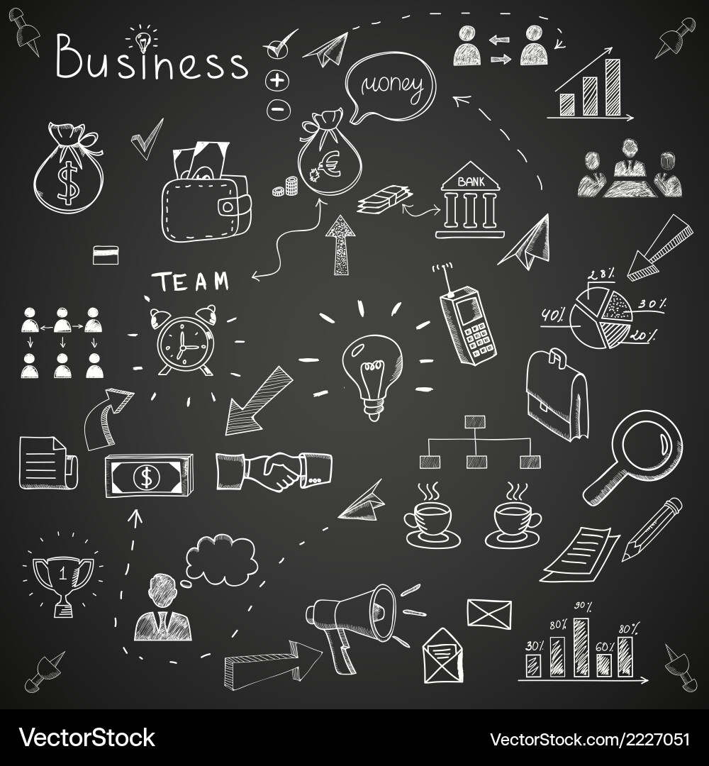 Business Chalkboard Doodles Vector Image