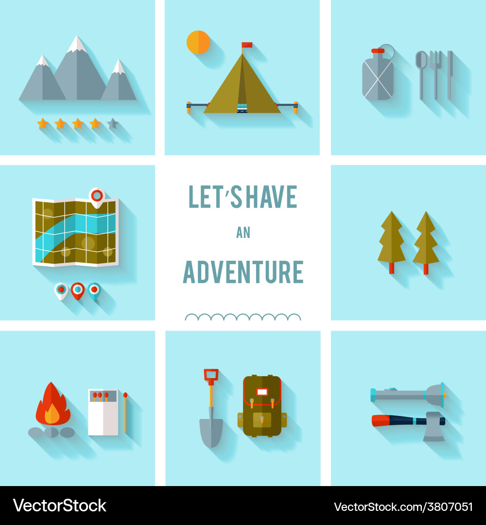 Camping flat design Royalty Free Vector Image - VectorStock