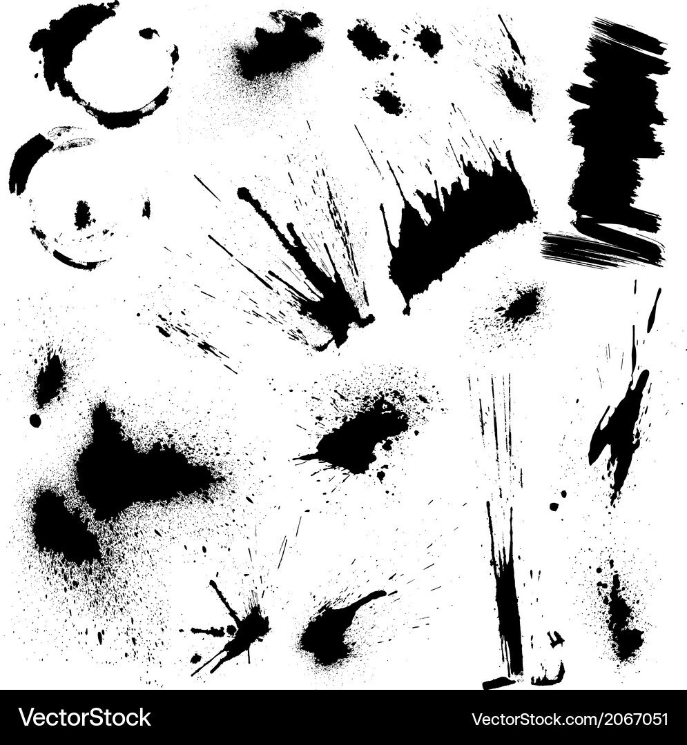 Dark Ink Blot Set Vektorbild