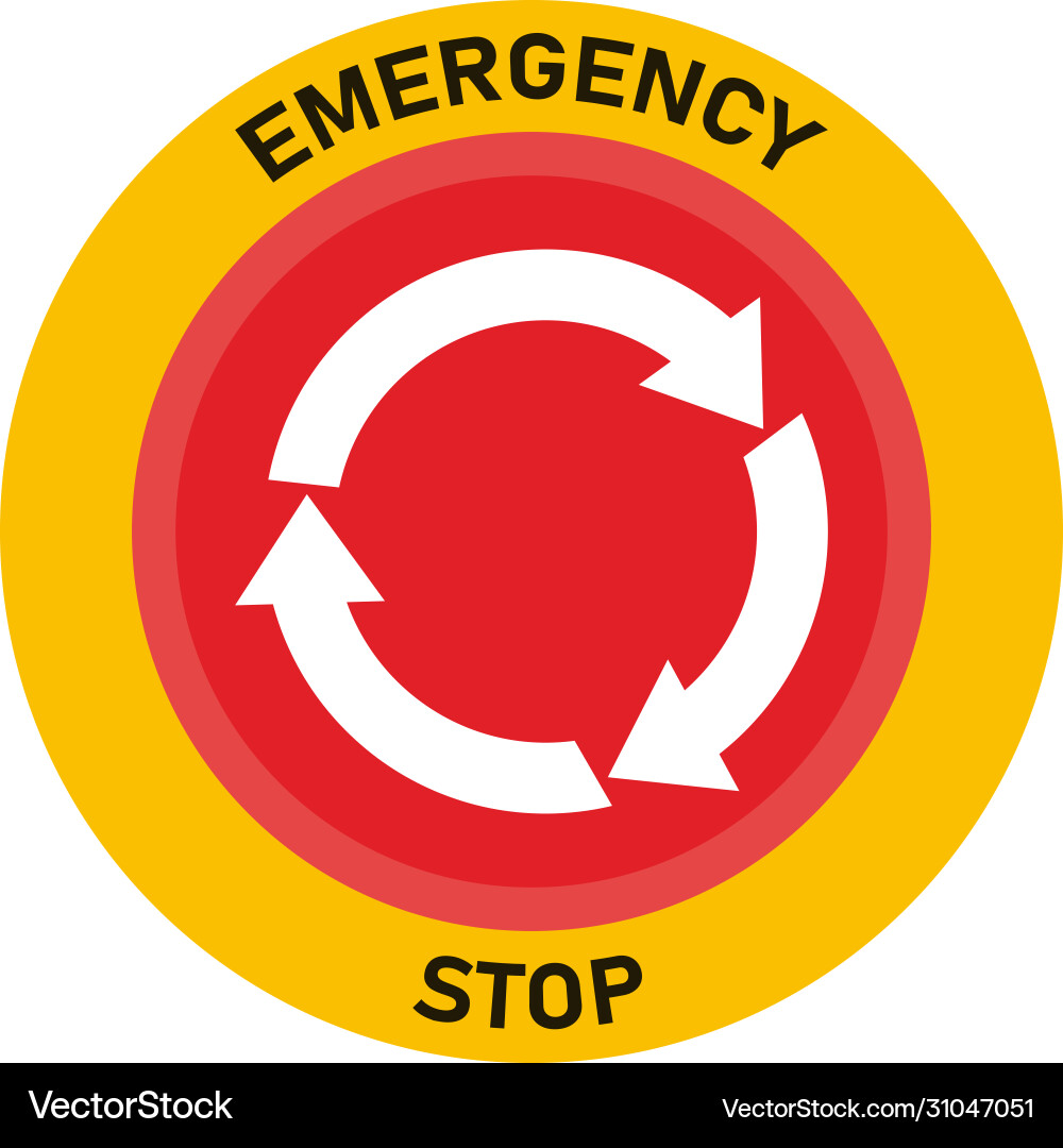 Emergency stop button red warning press vector image