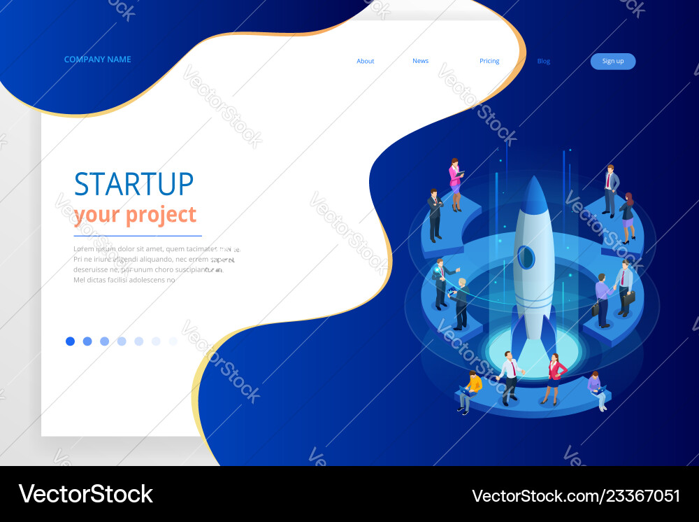 Isometric businnes start up for web page banner Isometric businnes start up for web page banner vector image