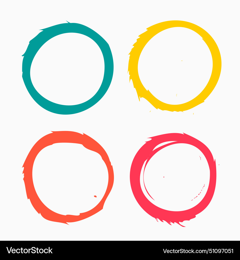 Set of colorful grungy circular shape frame vector image