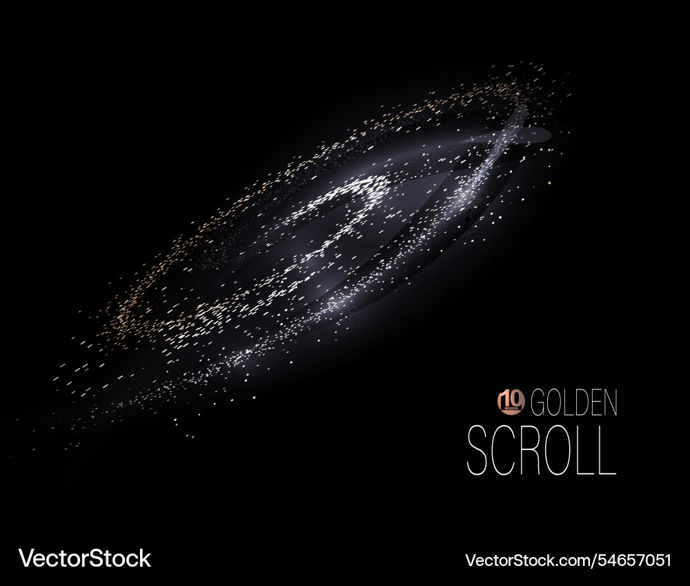 Shiny curl of small tinsel on black background Shiny curl of small tinsel on black background vector image
