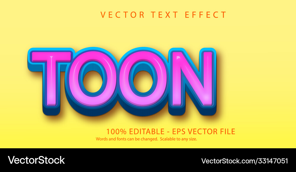 Toon text game style editable effect vector image