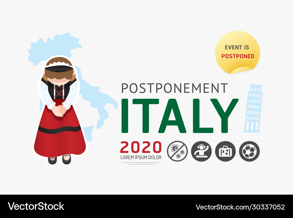 2020 italy postponement carnival festival 2020 italy postponement carnival festival vector image