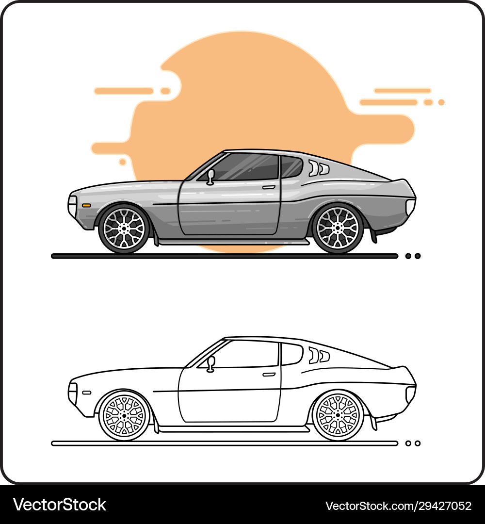 70s retro silver car Vector Image