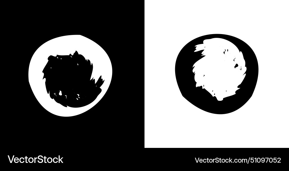 Brush stroke style grungy enso round shape frame Vector Image
