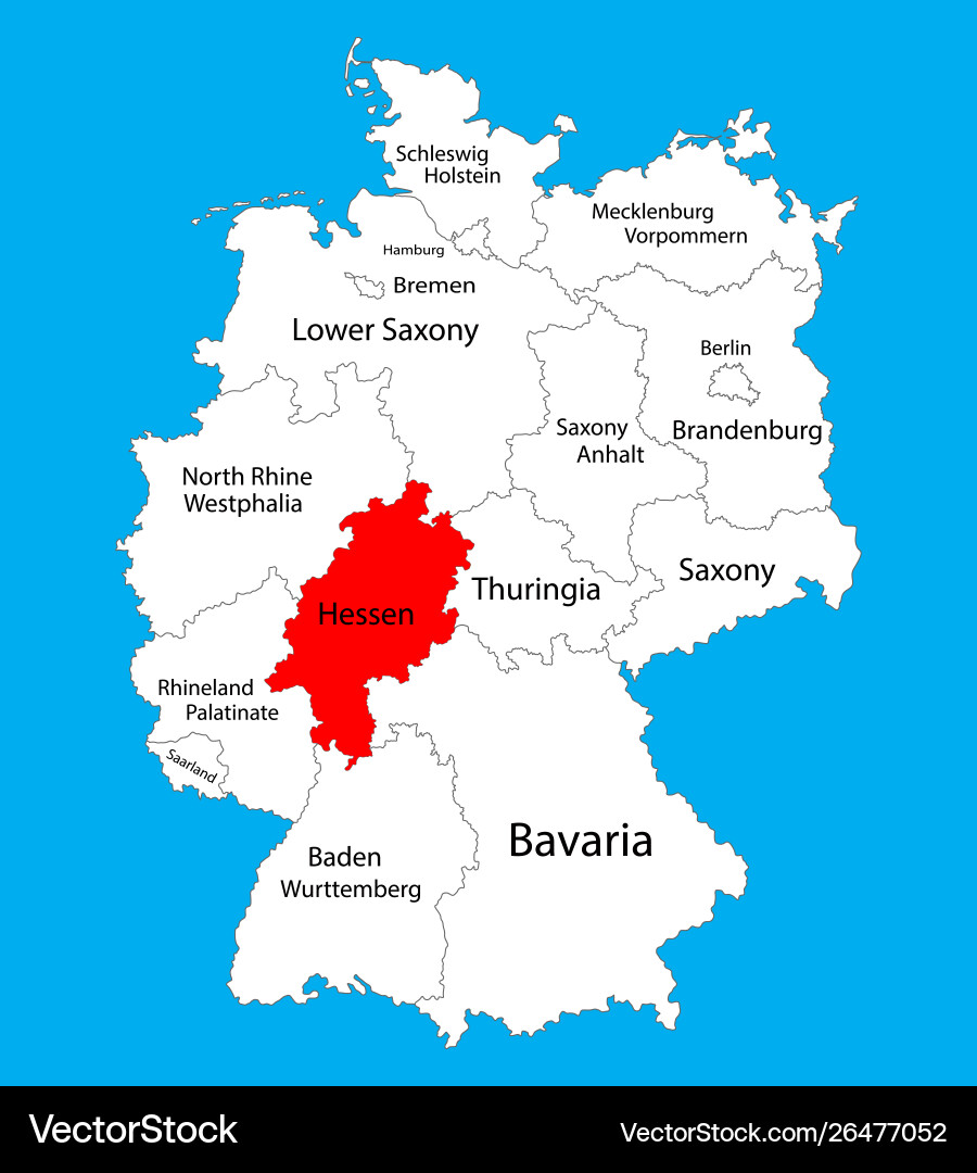 Hesse hessen state map germany province silhouette Hesse hessen state map germany province silhouette vector image