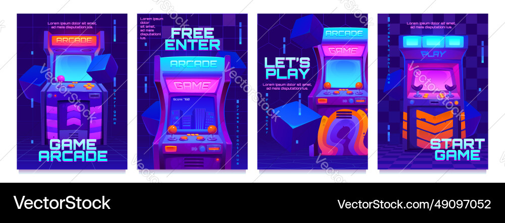 Retro arcade video game screen machine background Retro arcade video game screen machine background vector image
