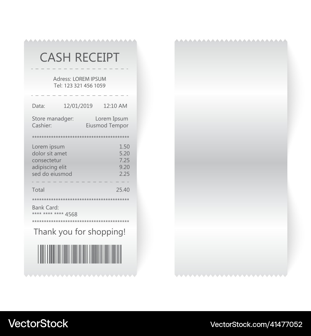 Shop receipt retail ticket isolated object Shop receipt retail ticket isolated object vector image