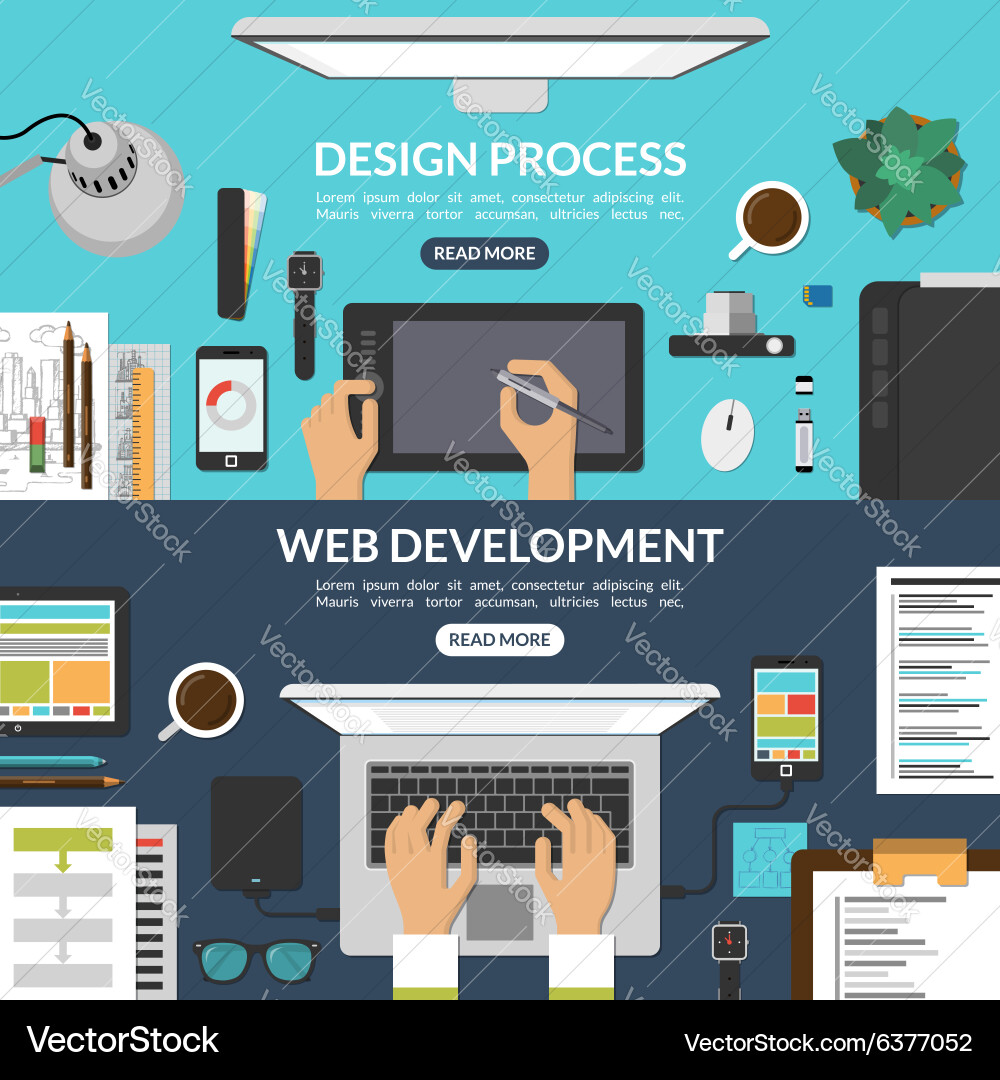 Web Development & Process Banners vector image
