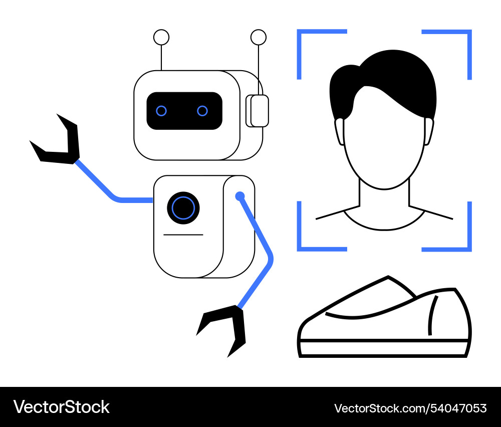 Ai robot utilizing face recognition technology Ai robot utilizing face recognition technology vector image