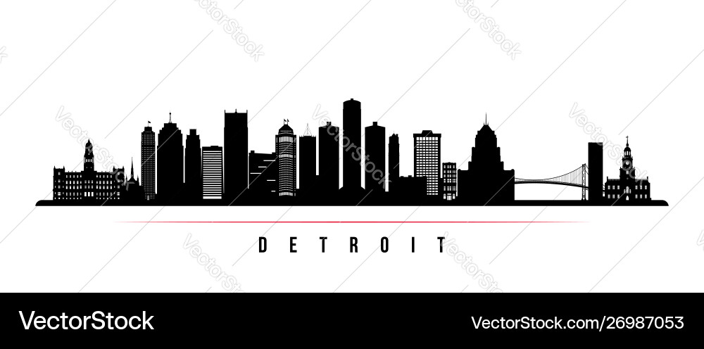 Detroit City Skyline Silhouette Vector Image