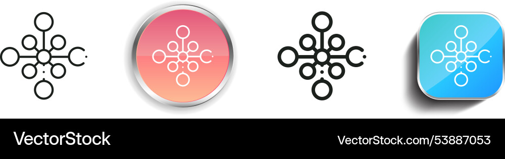 Flow chart icon thin linear regular and button vector image