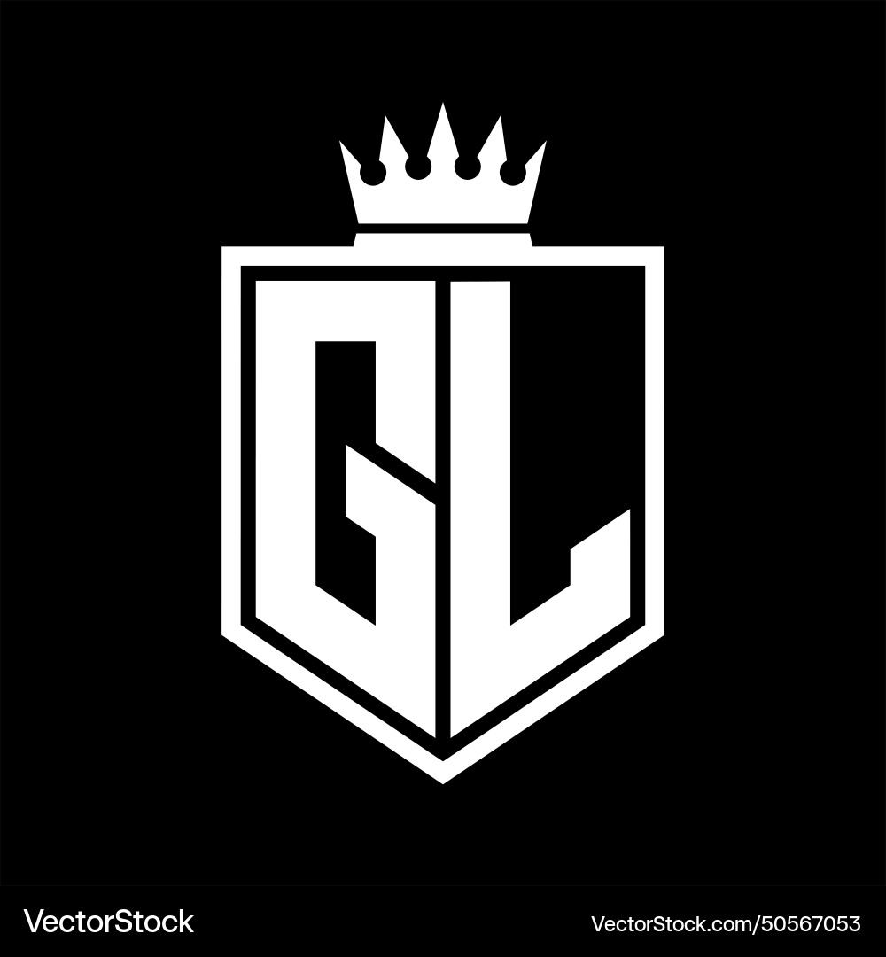 Gl logo monogram bold shield geometric shape Vector Image