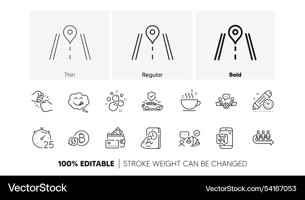 Money road and queue line icons for web app Money road and queue line icons for web app vector image