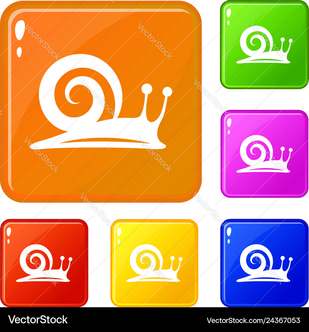 Snail icons set color Snail icons set color Vector Image