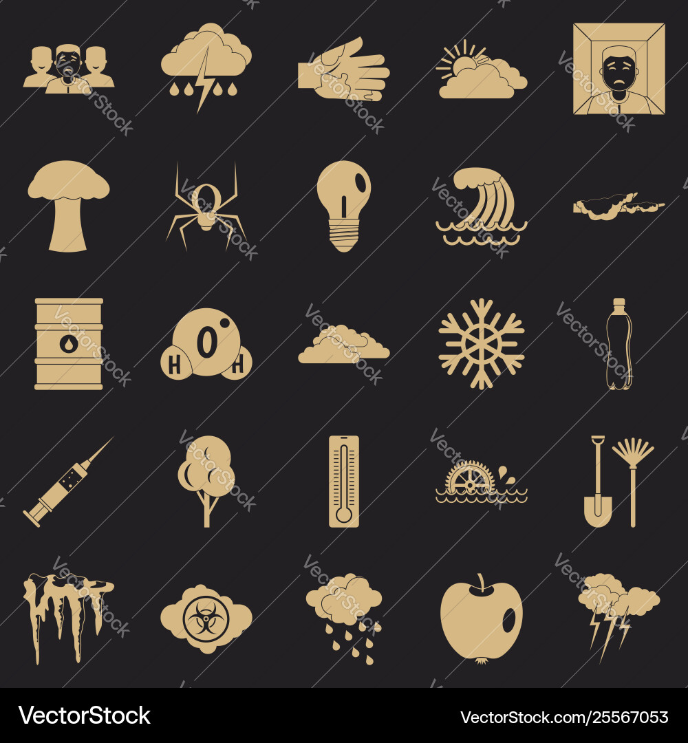 Warning icons set simple style Vector Image