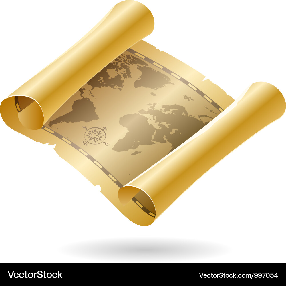 Antique World Map Scroll vector image