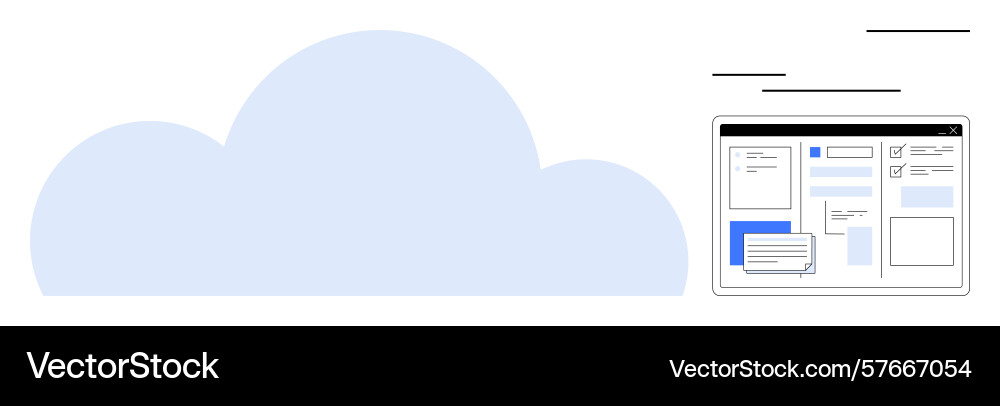 Cloud storage interface showcasing a file system vector image
