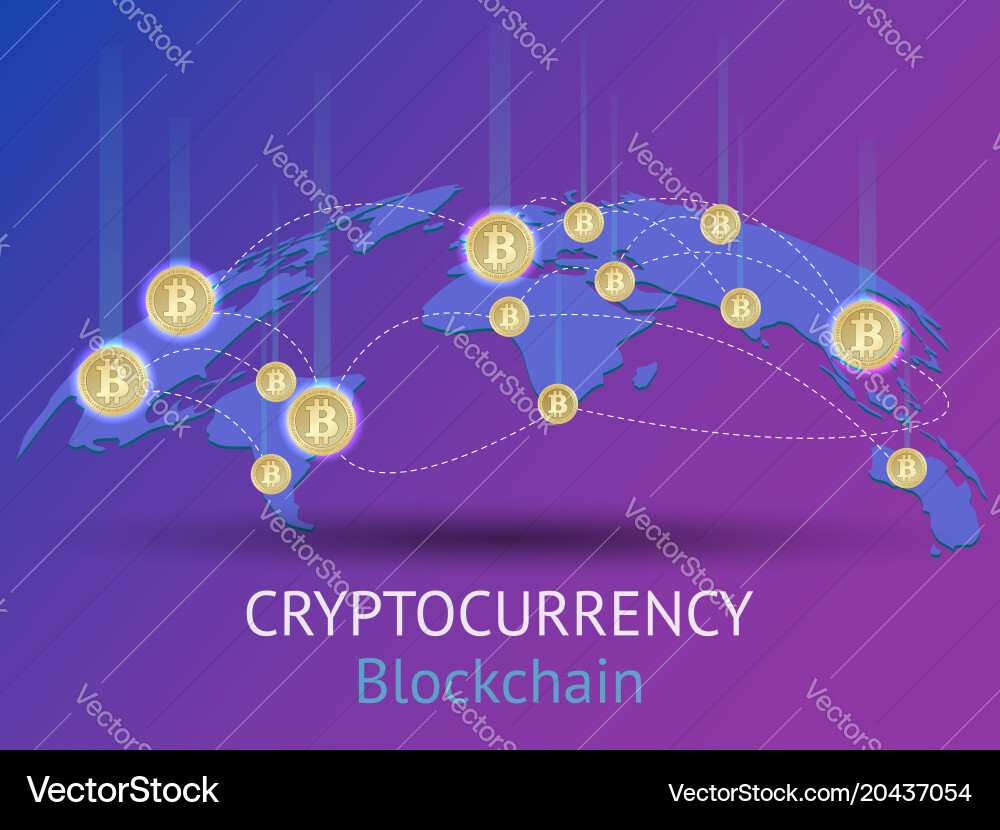 Cryptocurrency and Blockchain Network vector image