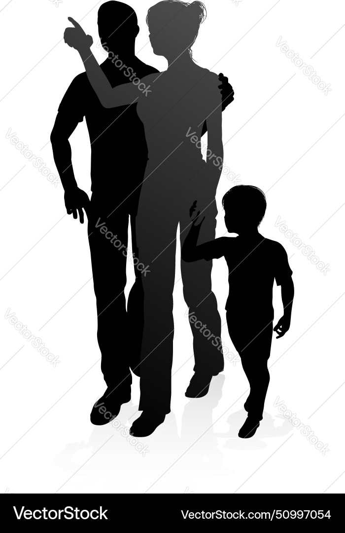 Family Silhouette - Mother, Father, Child Vector Image